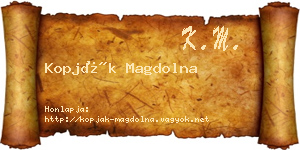 Kopják Magdolna névjegykártya